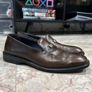 Salvador Ferragamo Men’s Size 8D Leather  Logo Bit Brown Slip On Loafer